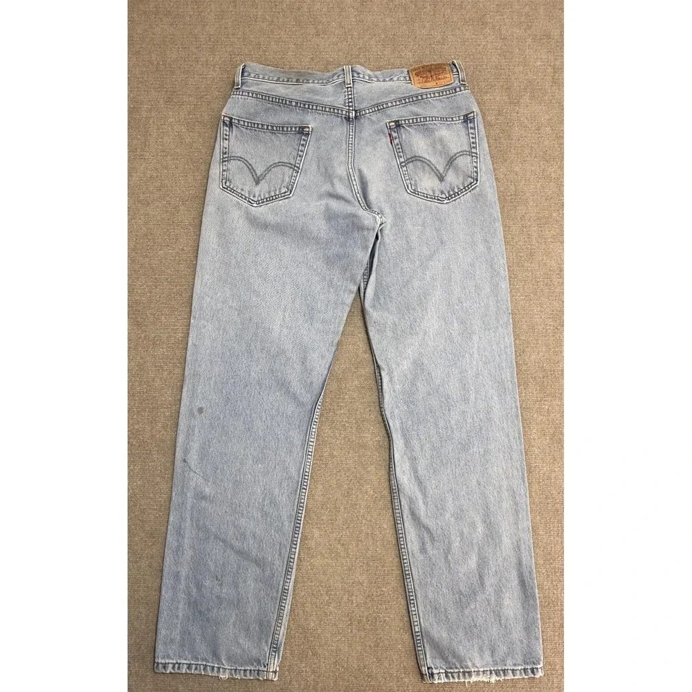 2005 Levis 550 Jeans Mens 34x34 Light‎ Wash Blue Denim Classic black wing